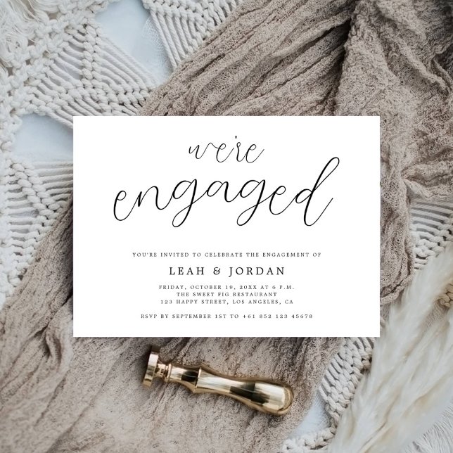 Elegant Rustic We're Engaged Engagement Party  Invitation (Creator Uploaded)