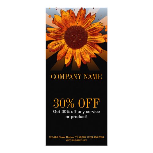 elegant rustic western country sunflower rack card