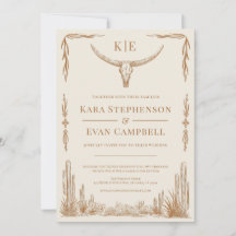 Elegant Rustic Western Wedding Invitation