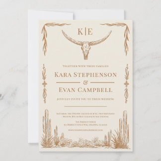 Elegant Rustic Western Wedding Invitation