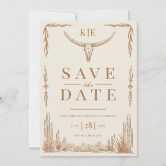 Elegant Rustic Western Wedding Save The Date Invitation