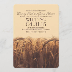 elegant rustic wheat wedding invitations