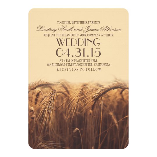 Elegant Rustic Wheat Wedding Invitation