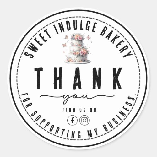 Elegant Rustic White Bakery Thank You Classic Round Sticker