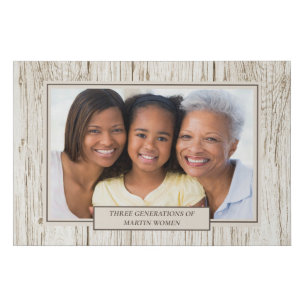 Elegant Rustic White Wood Photo 3 Generations Faux Canvas Print