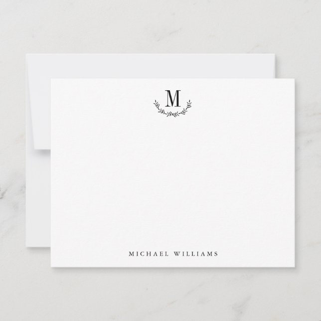 Elegant Rustic Wild Forest Monogram Stationery Note Card (Front)