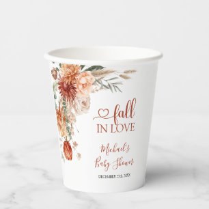 Elegant Rustic Wildflower Fall in Love Baby Shower Paper Cups