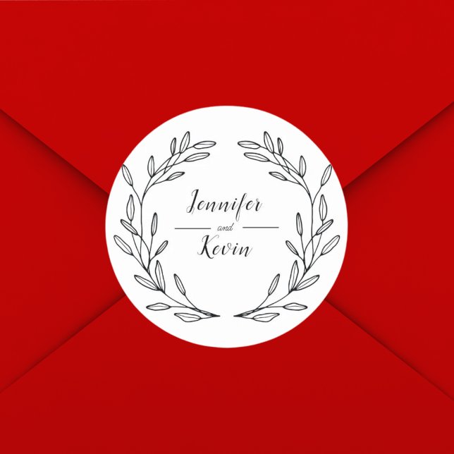 Elegant Rustic Wildflower Folk Wedding Classic Round Sticker (Creator Uploaded)