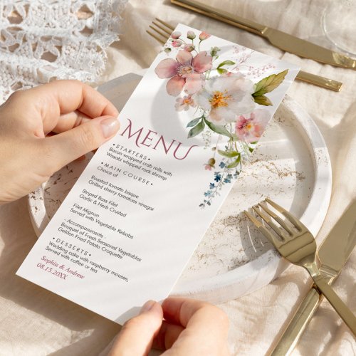 Elegant Rustic Wildflowers Wedding Menu