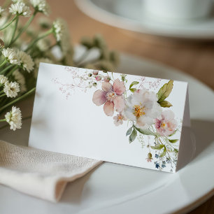 Elegant Rustic Wildflowers Wedding Place Card