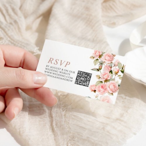 Elegant Rustic Wildflowers Wedding QR Code RSVP Enclosure Card