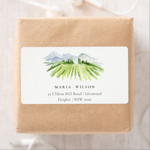 Elegant Rustic Winery Vineyard Mountain Address Label