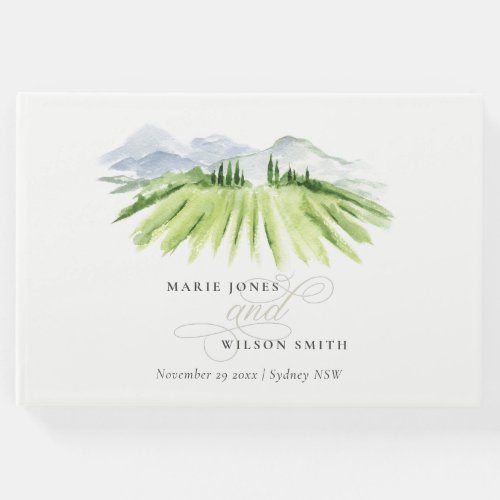 Elegant Rustic Winery Vineyard Mountain Wedding Guest Book
