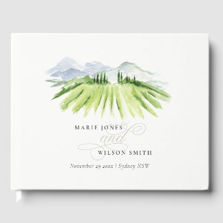 Elegant Rustic Winery Vineyard Mountain Wedding Guest Book
