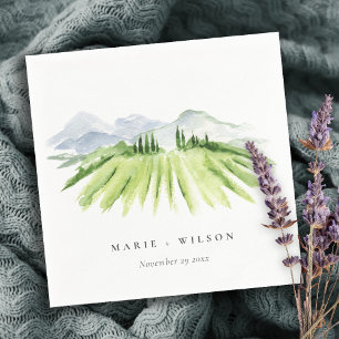 Elegant Rustic Winery Vineyard Mountain Wedding Napkins