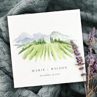 Elegant Rustic Winery Vineyard Mountain Wedding Napkins