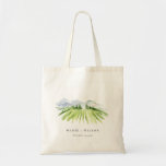 Elegant Rustic Winery Vineyard Mountain Wedding Tote Bag<br><div class="desc">Rustic Watercolor Winery Vineyard Theme Collection.- it's an elegant script watercolor Illustration of vineyard lively green in color, with the backdrop of dusky blue mountain range. Perfect for your Vineyard destination wedding & parties. It’s very easy to customize, with your personal details. If you need any other matching product or...</div>