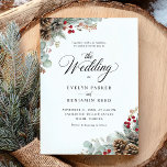 Elegant Rustic Winter Christmas Wedding Invitation<br><div class="desc">This Elegant Rustic Winter Christmas Wedding Invitation is a beautiful way to set the tone for your holiday celebration. Designed with watercolor greenery, evergreens, pine cones, and red berries, it blends festive charm with timeless elegance. Perfect for a winter or Christmas wedding, the layout is easy to edit and personalize—so...</div>