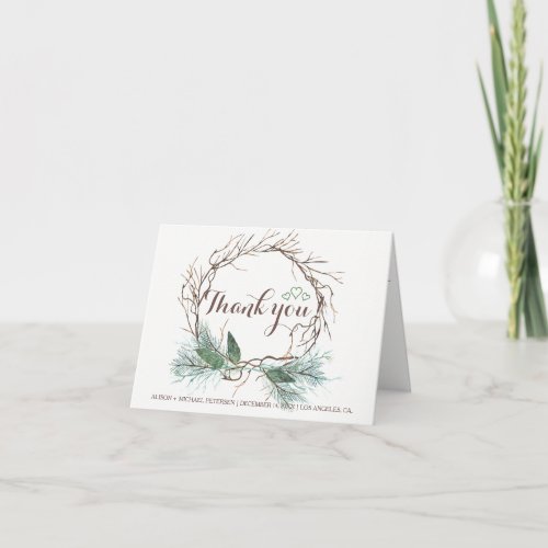 Elegant rustic winter thank you wedding