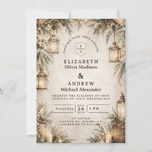 Elegant Rustic Winter Wedding Invitation