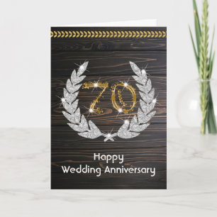 Elegant Rustic Wood 70th Wedding Anniversary  Card