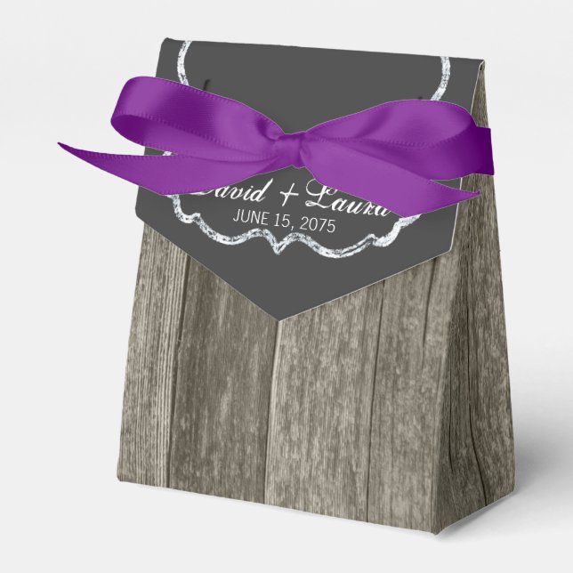 Elegant Rustic Wood Chalkboard Wedding Favor Boxes (Front Side)