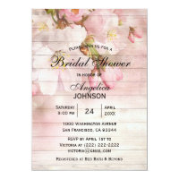 Elegant Rustic Wood Cherry Blossom Bridal Shower Card