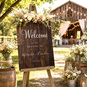 Elegant Rustic Wood Decor Wedding Welcome Sign