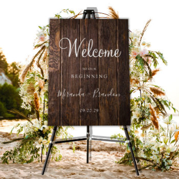 Elegant Rustic Wood Decor Wedding Welcome Sign by Art_Design_by_Mylini at Zazzle