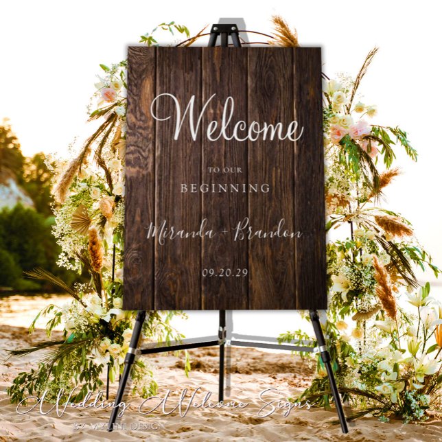 Elegant Rustic Wood Decor Wedding Welcome Sign (Creator Uploaded)
