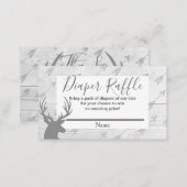 Elegant Rustic Wood & Deer Antlers Diaper Raffle Enclosure Card (Front/Back)