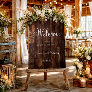 Elegant Rustic Wood Engagement Party Welcome Sign