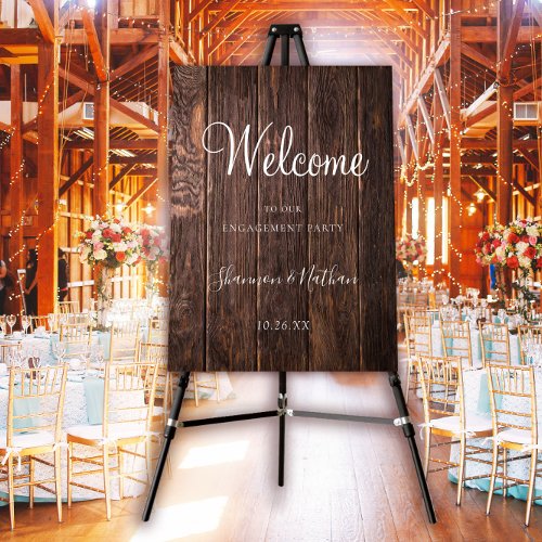 Elegant Rustic Wood Engagement Party Welcome Sign