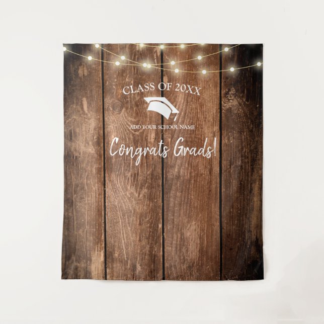 Elegant Rustic Wood Graduation Photo Backdrop (Front)