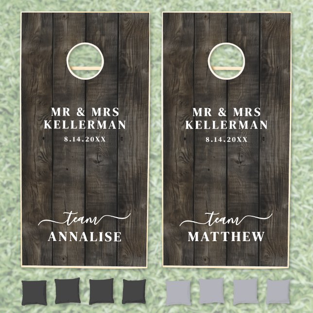 Elegant Rustic Wood Grain Wedding Cornhole Set (Elegant Rustic Wood Grain Wedding Cornhole Set)