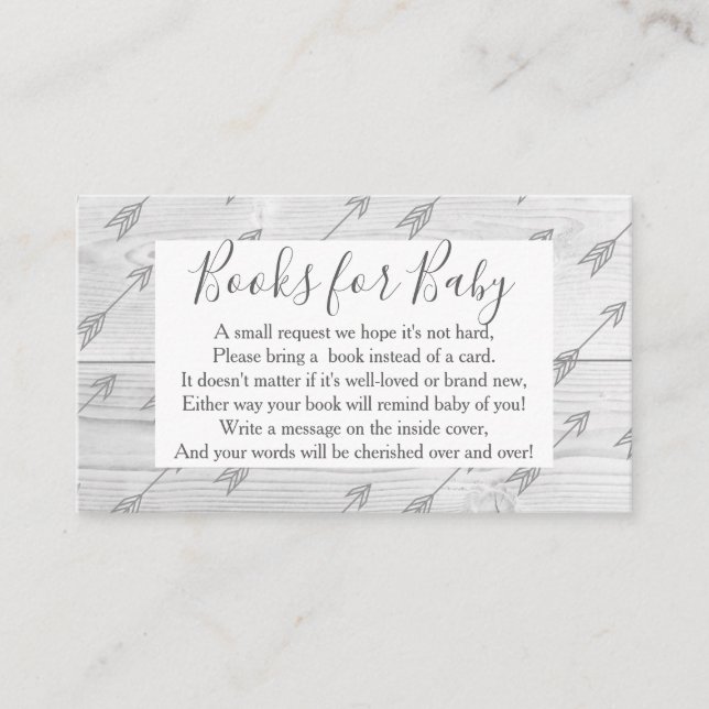 Elegant Rustic Wood & Gray Antlers Book Request Enclosure Card (Front)