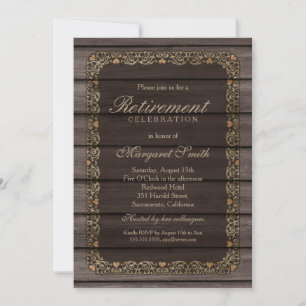 Elegant Rustic Wood Retirement Party Invitation