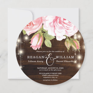 Elegant Rustic Wood Roses Wedding Invitation