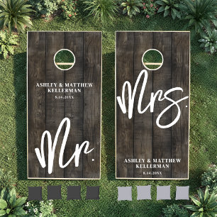 Elegant Rustic Wood Wedding Cornhole Set