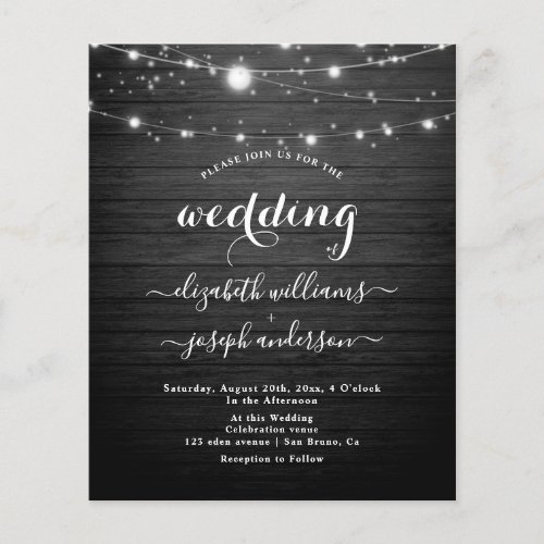 Elegant Rustic Wood  White Lights String wedding Flyer