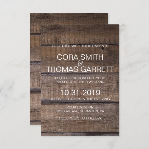 Elegant Rustic Wooden Pallet Wedding Invitation