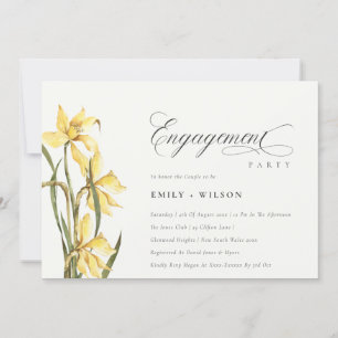 Elegant Rustic Yellow Daffodil Engagement Invite