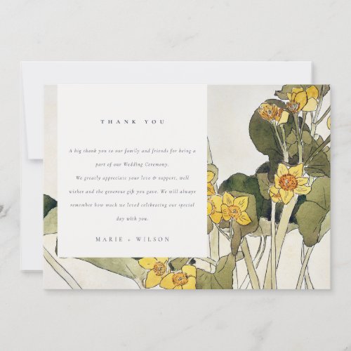 Elegant Rustic Yellow Daffodil Floral Wedding Thank You Card