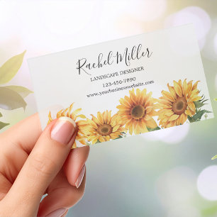 Elegant Rustic Yellow Sunflower Garden transparent Clear Business Cards