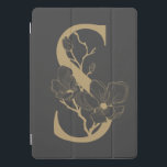 Elegant S Boho Floral Monogram Initial Gray Gold iPad Pro Cover<br><div class="desc">Elegant S Boho Floral Monogram Initial Gray Gold 

*each letter has its own listing; if your letter is not yet available,  please message me and I will move it to the top of the list.</div>