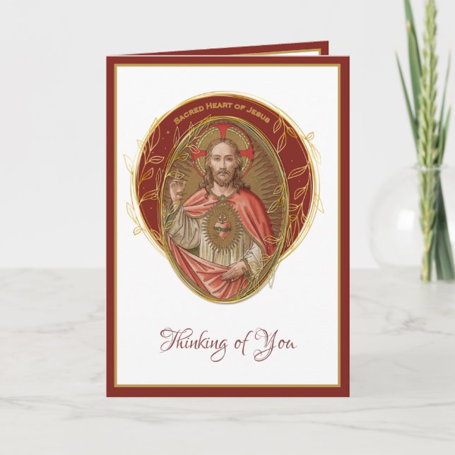 Elegant  Sacred Heart Jesus Friendship Card (Front)