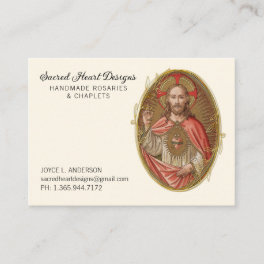 Elegant Sacred Heart Jesus Religious Business Card