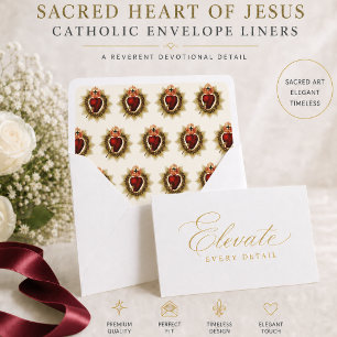 Elegant Sacred Heart of Jesus Gold Catholic Envelope Liner