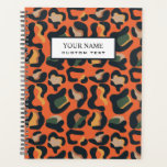 Elegant Safari Animal Skin Leopard spot Planner<br><div class="desc">Modern digital image of leopard skin in elegant warm earth palette of black, orange, yellow, green and beige . Black stripe overlay.with fully customizable text in white classic font. The spine is black with bold white font. Cool and feminine and elegant, Available on many products. For help or custom request,...</div>