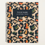 Elegant Safari Animal Skin Leopard spot  Planner<br><div class="desc">Modern digital image of leopard skin in elegant warm earth palette of black, orange, yellow, green and beige . Black stripe overlay.with fully customizable text in white classic font. The spine is black with bold white font. Cool and feminine and elegant, Available on many products. For help or custom request,...</div>